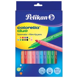 Flomaster obostrani školski 12boja karton Colorela Duo Pelikan 813846