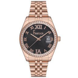Ženski freelook belle crni roze zlatni elegantni ručni sat sa roze zlatnim metalnim kaišem ( fl.1.10216.2 )