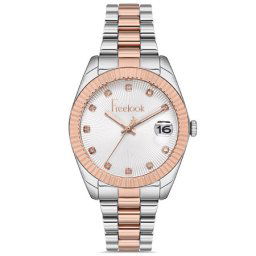 Ženski freelook belle beli roze zlatni elegantni ručni sat sa bikolor metalnim kaišem ( fl.1.10219.3 )