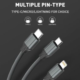 USB kabel LDNIO LS442 Type-C USB sivi 2m