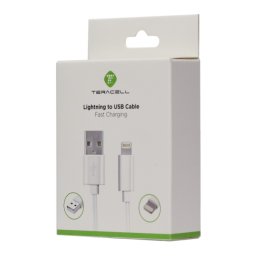 USB kabel Teracell Plus iPhone 2A Lightning beli 2m