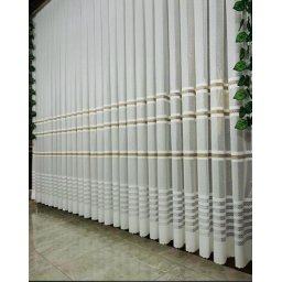 Zavesa AZ 1799 Bela sa braon prugama