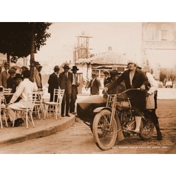 Stari Beograd, dama na motoru 1929. terazije, uramljena slika 30x40cm i 40x50cm