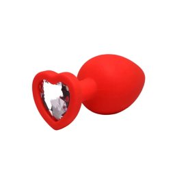 Veliki crveni silikonski analni dildo srce sa dijamantom Size L