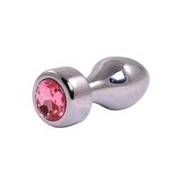 Metalni analni dildo sa rozim dijamantom 8cm Size S