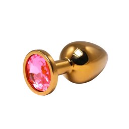Srednji zlatni analni dildo sa rozim dijamantom Size M