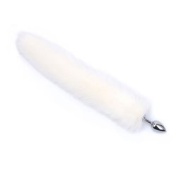 Metalni analni dildo sa belim repom Metal Anal Plug White Tail
