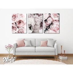 Moderne slike na platnu Devojka i cvece u roze boji ms024