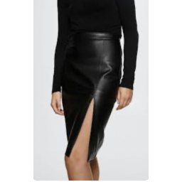 Suknja od imitacije koze sa dubokim slicem