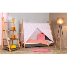 Krevet sa nastrešnicom i dušekom 180x80 TIPI - SIVI ( 7793 )