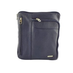 Teget muška torbica preko ramena od prirodne kože