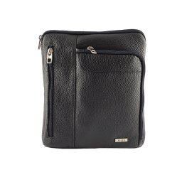 Crna muška torbica preko ramena od prirodne kože