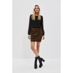 Skirt with print and metallic thread