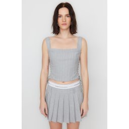 Trendyol X Sagaza Studio Gray Striped Tie Detailed Blouse