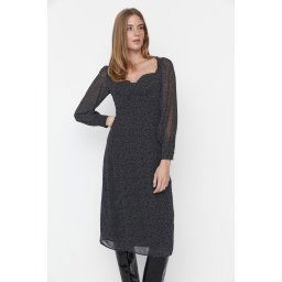 Trendyol Black Sweetheart Chiffon Dress