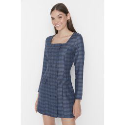 Trendyol Navy Blue Belted Woven Dress