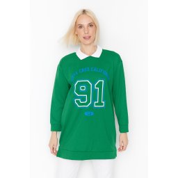 Trendyol Green Polo Neck Printed Soft Pillow Knitted Sweatshirt