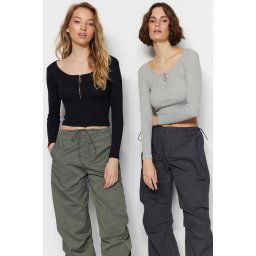 Ženski top Trendyol TWOAW22BZ0134/Black-Grey