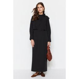 Trendyol Black Collar Tie Detail Woven Dress