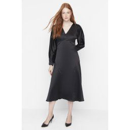 Trendyol Black Midi Satin Woven Dress
