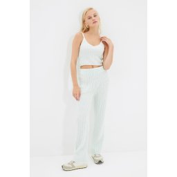 Trendyol Mint Roving Braided Sweater Top-Top Set
