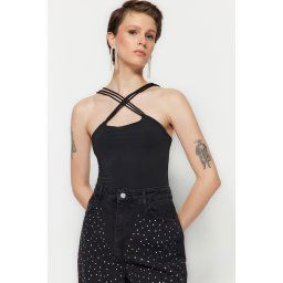 Trendyol Black Knitted Snaps Connect Body