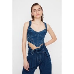 Ženski crop top Trendyol TPRAW22BZ1118/Navy blue