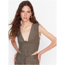 Brown Women's Plaid Crop Top Trendyol - Women