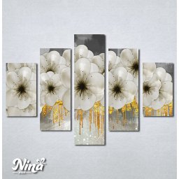 Slike na platnu Beli cvetovi sa zlatnim detaljima Nina463_5