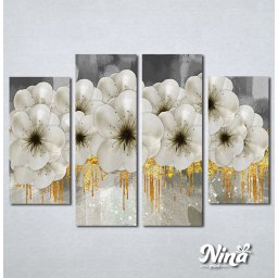 Slike na platnu Beli cvetovi sa zlatnim detaljima Nina463_4