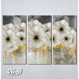 Slike na platnu Beli cvetovi sa zlatnim detaljima Nina463_3