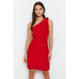 Trendyol Red Double Breasted Woven Knot Detailed Woven Dress