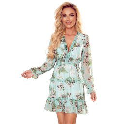 Chiffon dress with frills and wide elastic Numoco