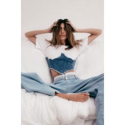 Trendyol X Sagaza Studio Blue Corset Detailed Denim Bustier