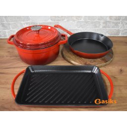 Komplet livenog emajliranog posuđa- GRILL ploča