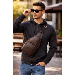 Braon kožna torbica preko grudi - Crossbody braon