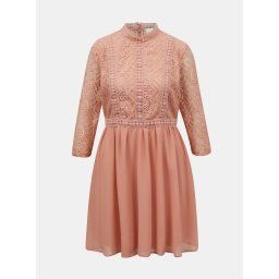 Pink dress with lace top VILA Mikada - Women