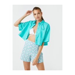 Koton Oversize Crop Shirt Linen Blended