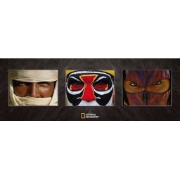 Tuareg man, Tribesman, masked Bedouin girl, uramljena slika 35x100cm