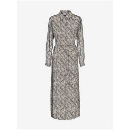 Cream women's patterned maxi shirt dress VERO MODA Rylee