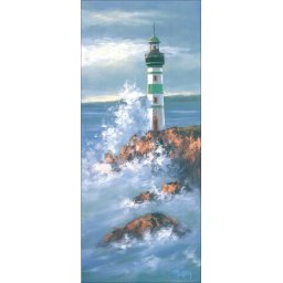 Zeleni svetionik, uramljena slika 30x70cm