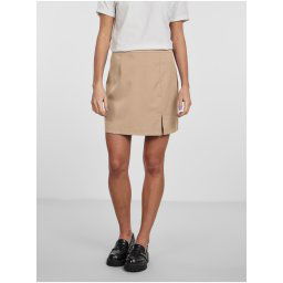 Beige Ladies Mini Skirt with Slit Pieces Thelma - Women