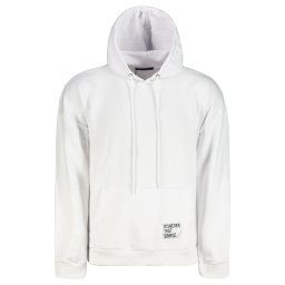Trendyol White Oversize/Wide Cut Hooded Labeled Fleece/Warm Sweatshirt