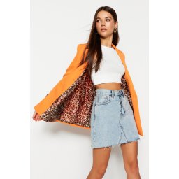 Trendyol Orange Regular Lined Detailed Woven Blazer Jacket