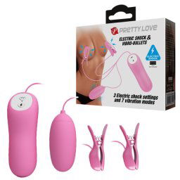 Vibro jaje i štipaljke za bradavice Electric Shock and Vibro Bullets