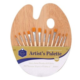 Art set drvena paleta i 12 četkica za slikanje