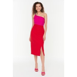 Trendyol Pink One-Shoulder Woven Dress