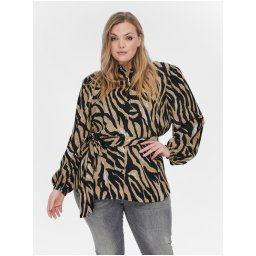 Brown patterned shirt with tie at waist ONLY CARMAKOMA Tundr - Women