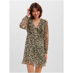 Green floral dress with ruffles VERO MODA Ina