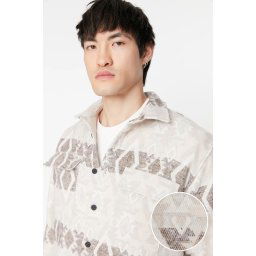 Trendyol Ecru Unisex Regular Fit Double Pocket Flap Ethnic Winter Lumberjack Jacket Shirt